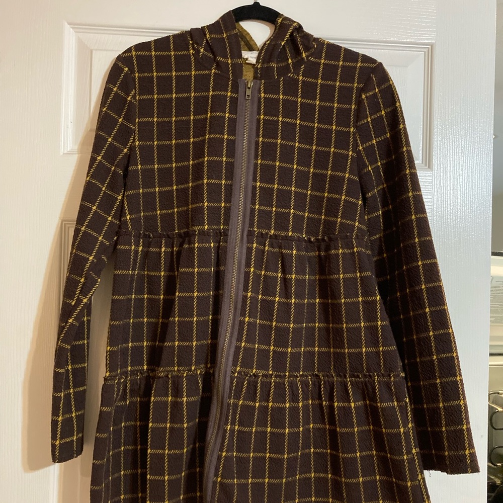 Boutique zip up hooded tiered jacket